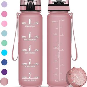 Vikaster Gourde Sport, 500 ML Bouteille d'eau, sans BPA, Étanche & Réutilisable, avec Filtre et Marqueur de Temps, Convient pour en Plein Air