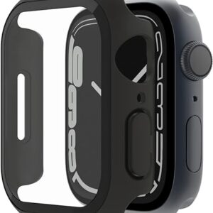Belkin Protection D'Écran Hybride Screenforce pour Apple Watch (40 Mm, 41 Mm, Series 8, Se, 7, 6, 5, 4, Coque Antichoc avec Verre Trempé, Protection Antirayure, Installation Facile) -Noir