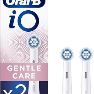 Oral-B iO Gentle Care Brossettes de Recharge pour Brosse à Dents Électrique Jusqu’à 100 % d’élimination de la plaque dentaire, Pack de 2