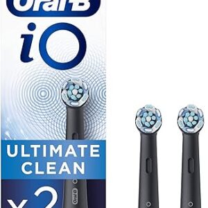 Oral-B iO Ultimate Clean, Embout, Pack de 2 Brossettes de Rechange, pour Brosse à Dents Électrique Jusqu’à 100 % d’élimination de la Plaque Dentaire, Noir