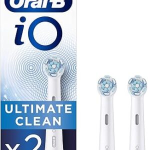 Oral-B iO Ultimate Clean, Embout, Pack de 2 Brossettes de Rechange, pour Brosse à Dents Électrique Jusqu’à 100 % d’élimination de la Plaque Dentaire, Blanc