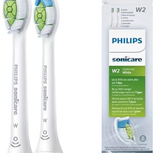 Philips Sonicare Lot de 2 têtes de brosses à dents électriques soniques W2 Optimal White pour des dents plus blanches, Blanc (Modèle HX6062/10)