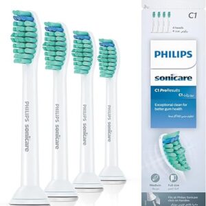 Philips Sonicare Lot de 4 têtes de brosses à dents électriques soniques ProResults Standard, Blanc (modèle HX6014/07)