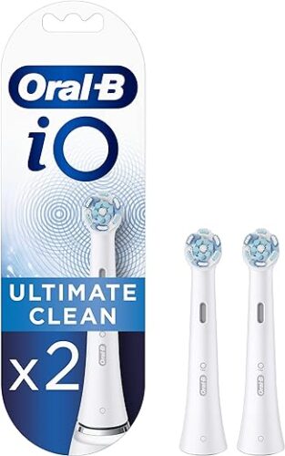 Oral-B iO Ultimate Clean, Embout, Pack de 2 Brossettes de Rechange, pour Brosse à Dents Électrique Jusqu’à 100 % d’élimination de la Plaque Dentaire, Blanc