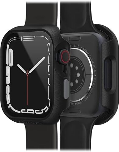 Otterbox Bumper Eclipse avec protecteur d’écran intégré pour Apple Watch Series 9/8/7 – 45mm, Verre trempé, antichoc, anti-chute, coque de protection, élégant pour Apple Watch, Noir