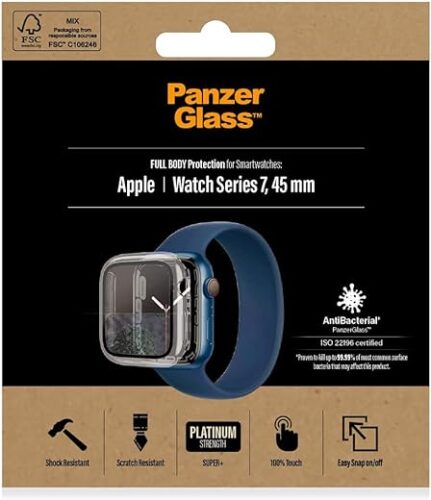 PanzerGlass Full Body Apple Watch 7 (44 mm) Noir Verre trempé.