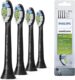 Philips Sonicare Lot de 4 têtes de brosses à dents électriques soniques W2 Optimal White pour des dents plus blanches, Noir (Modèle HX6064/11)